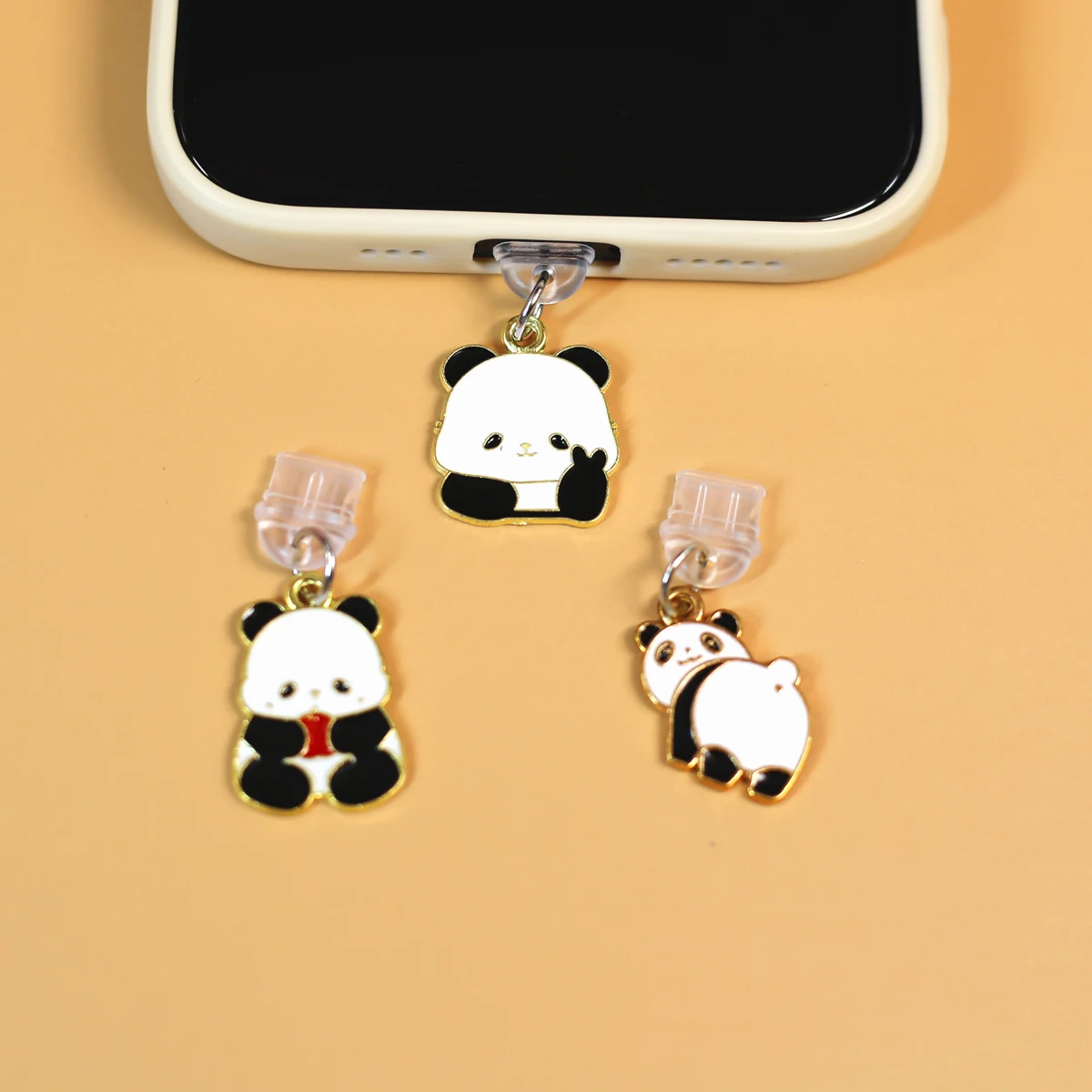 Tapón antipolvo para teléfono Panda, accesorio de decoración para teléfono de dibujos animados del Tesoro Nacional de estilo chino para Iphone y Samsung, tapón antipolvo tipo C