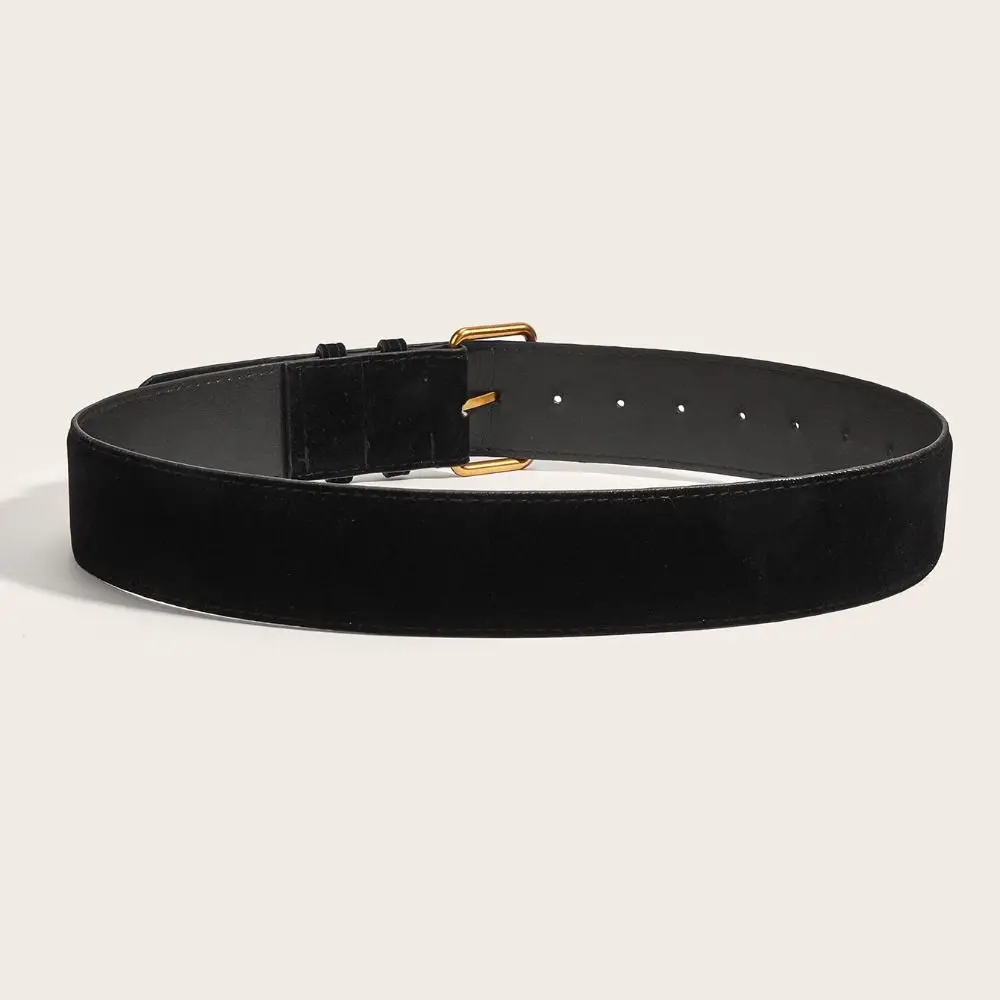 Elegant Women's Wide Leather Belt - Luxury Suede Strap for Office or Leisure with Fashionable Buckle Design