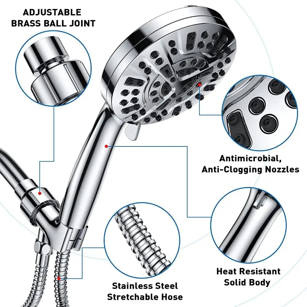 

1set（3pcs） High Pressure Spray Handheld Shower Head Set Multiple Water Modes Jet Spray Mode High Pressure Shower Head Easy Clean