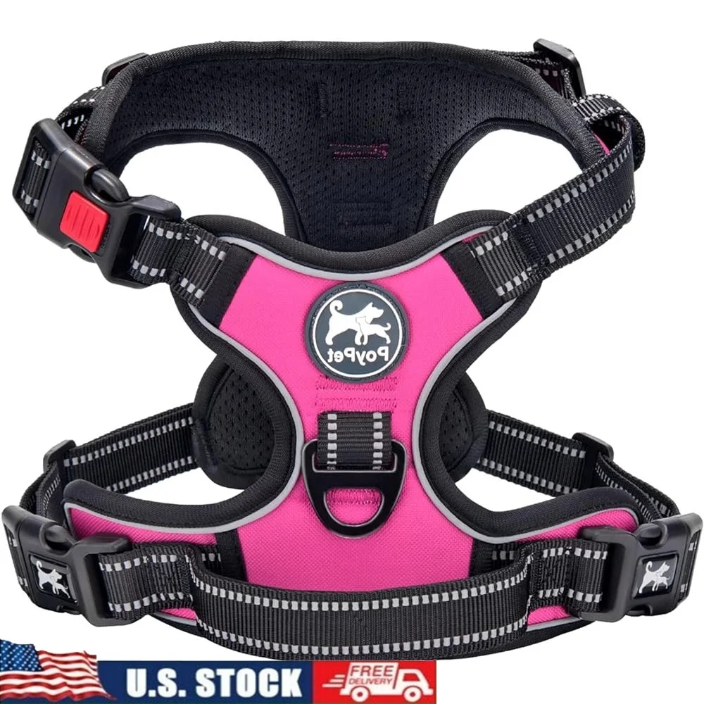 

No Pull Dog Harness Reflective Adjustable Soft Padded Pet Vest Easy Control Handle Walking Training Outdoor Activities