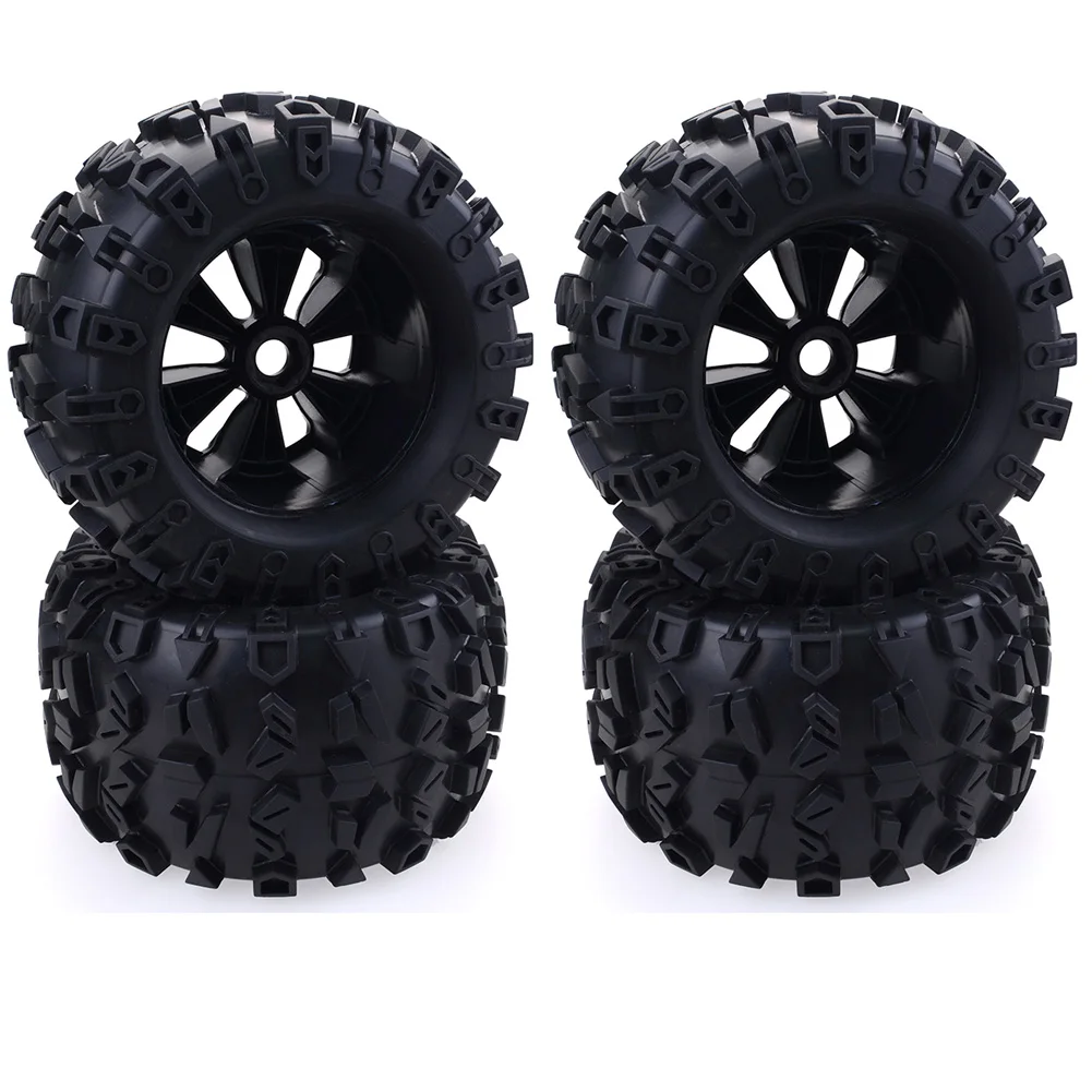 4pcs/pack 1/8 Scale 17mm Hex RC Truck Tires and Wheels Set Glued for Traxxas Maxx Tmaxx E-Revo Revo 3.3, JLB Cheetah Monster