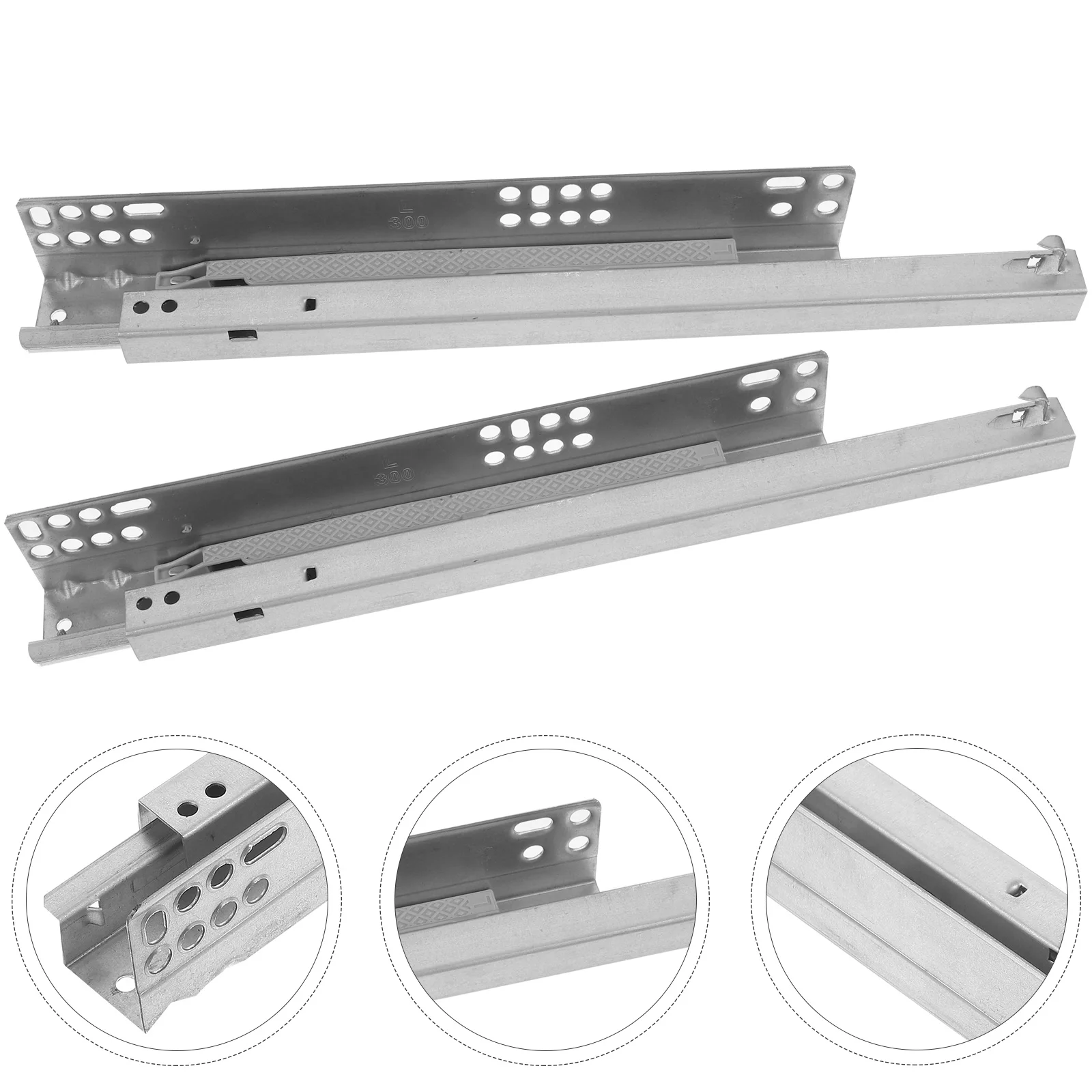 2 Pcs Hidden Slide Drawer Bottom Mute Track Silent Rails Self-priming Cabinet Road Guide for Cold Rolled Steel Buffer