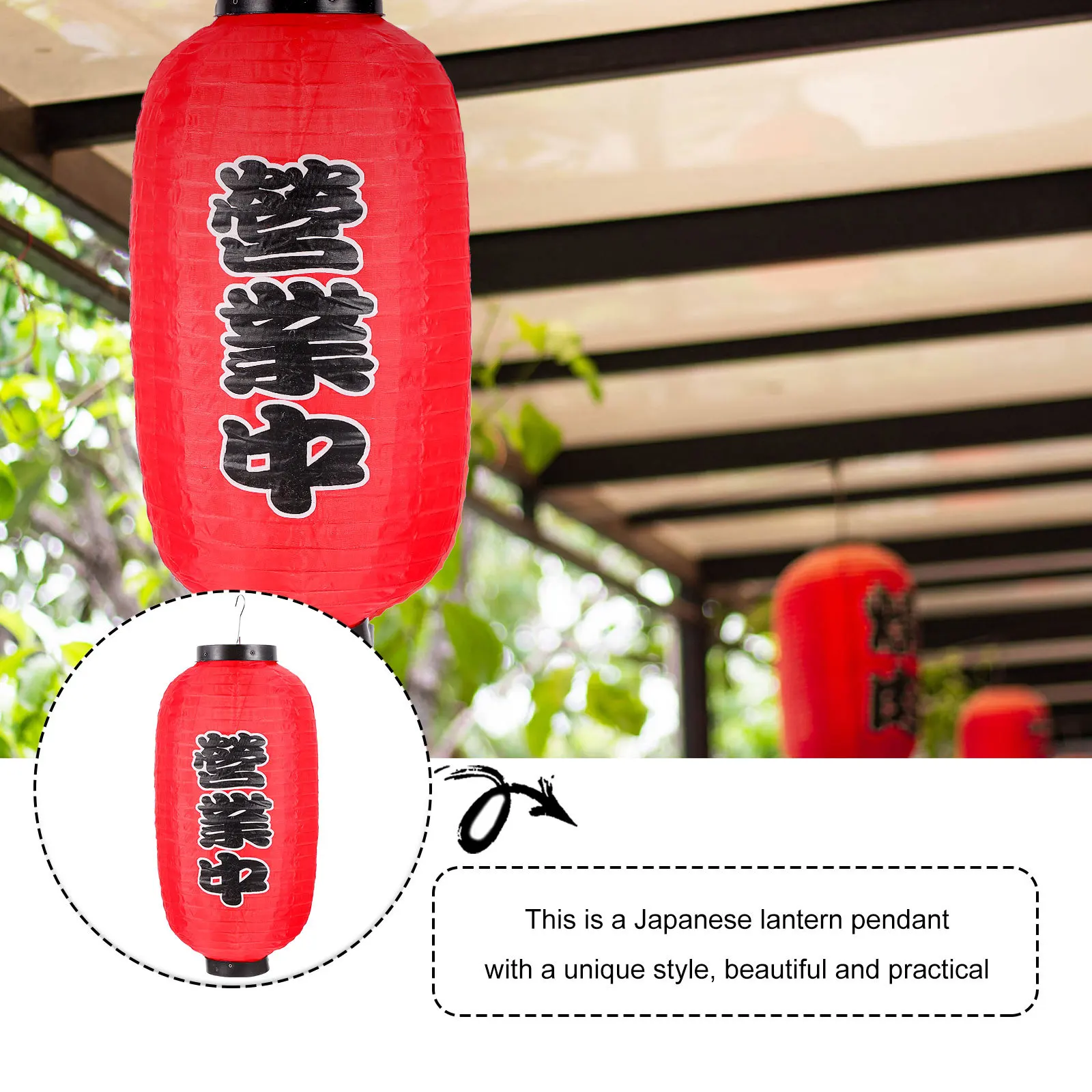 

1Set Japanese Style Lantern Set Red Waterproof Hanging Cloth Light for Restaurant Decor Warm Ambiance