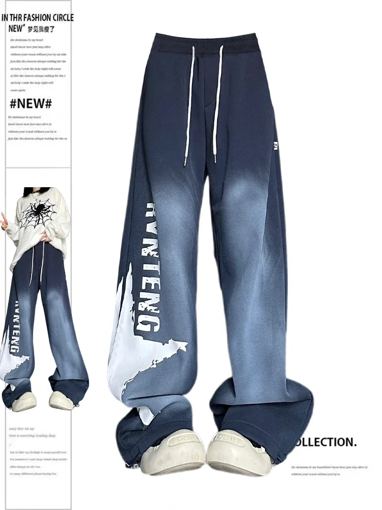 

Women's Navy Print Sweatpants Harajuku Oversize 90s Aesthetic Y2k 2000s High Waist Baggy Pants Vintage Trousers Trashy Clothes