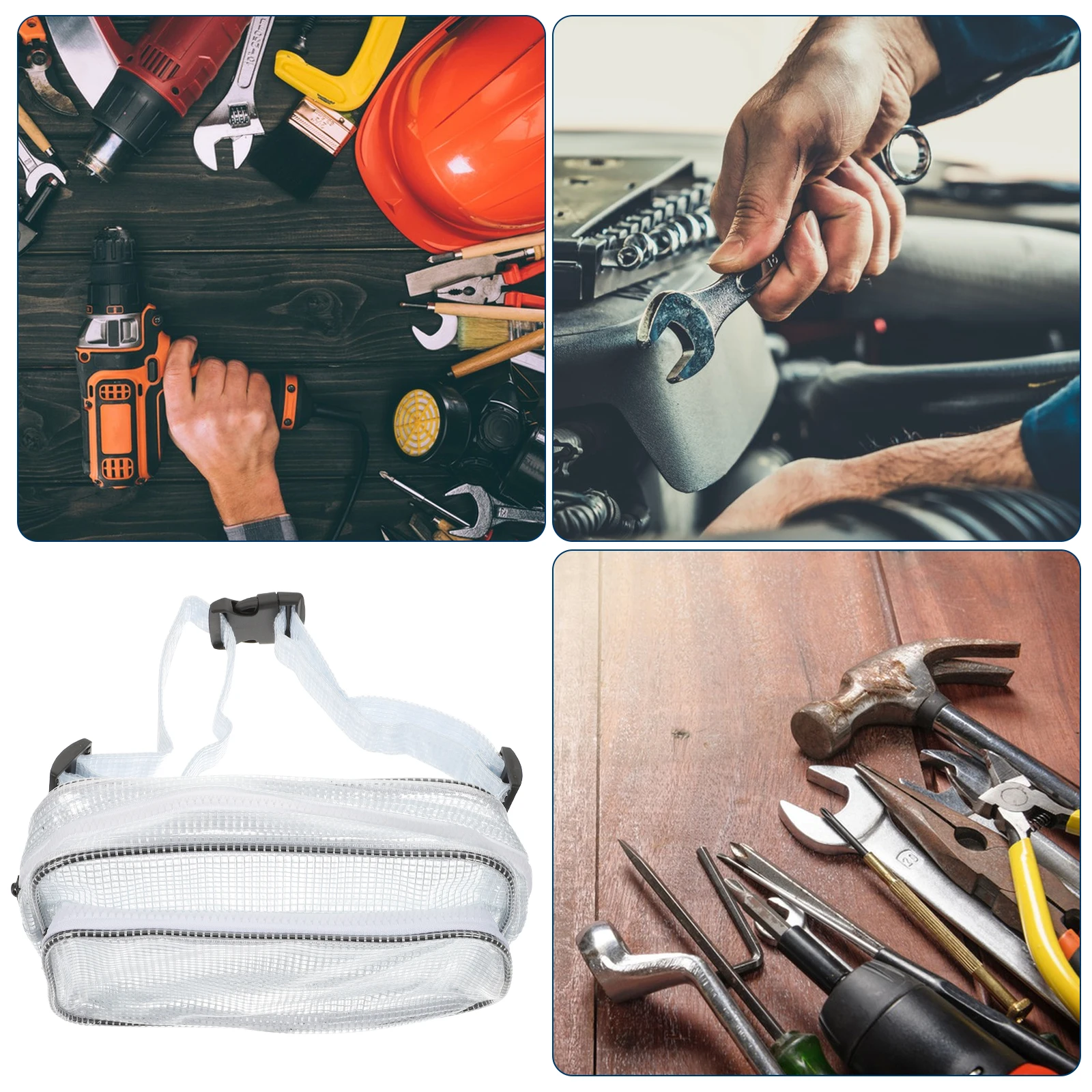 

Anti Static Tool Bag Clear Sports Waist Pack PVC Fanny Belt White Adjustable Storage Pouch For Gym Jogging Travel Outdoor Tools