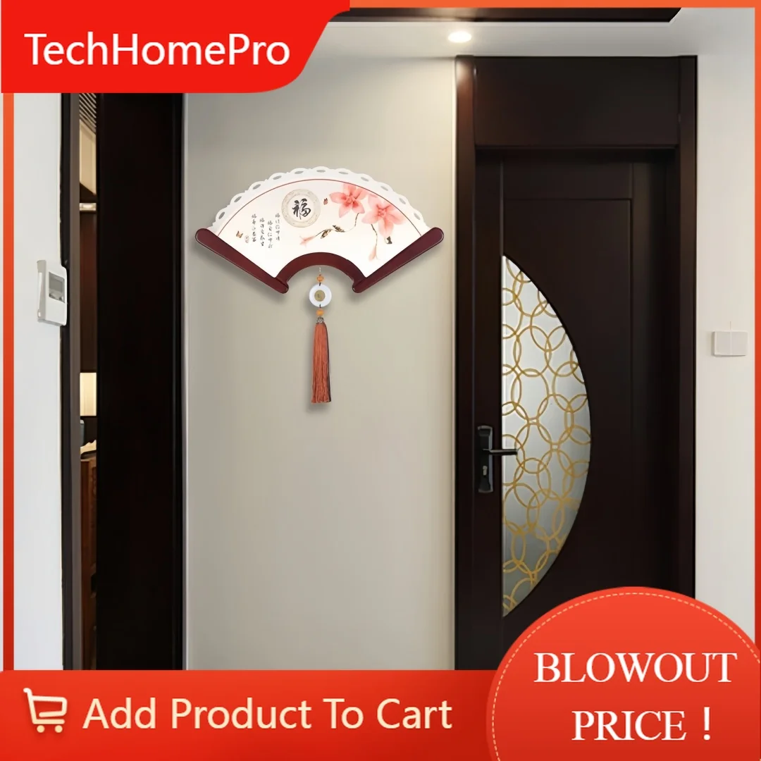 TechHPTraditional Chinese Fan-Shaped Wall Sconce Eight Horses Art Wall Lamp For Living Room Study Office Home Decor