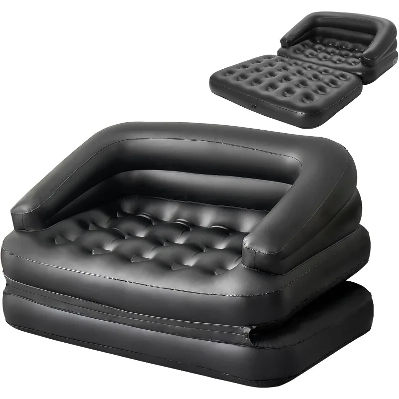 Inflatable Sofa Bed for Camping, Pool Float Couch Outdoor Mattress Bed with Armrest, Full Size