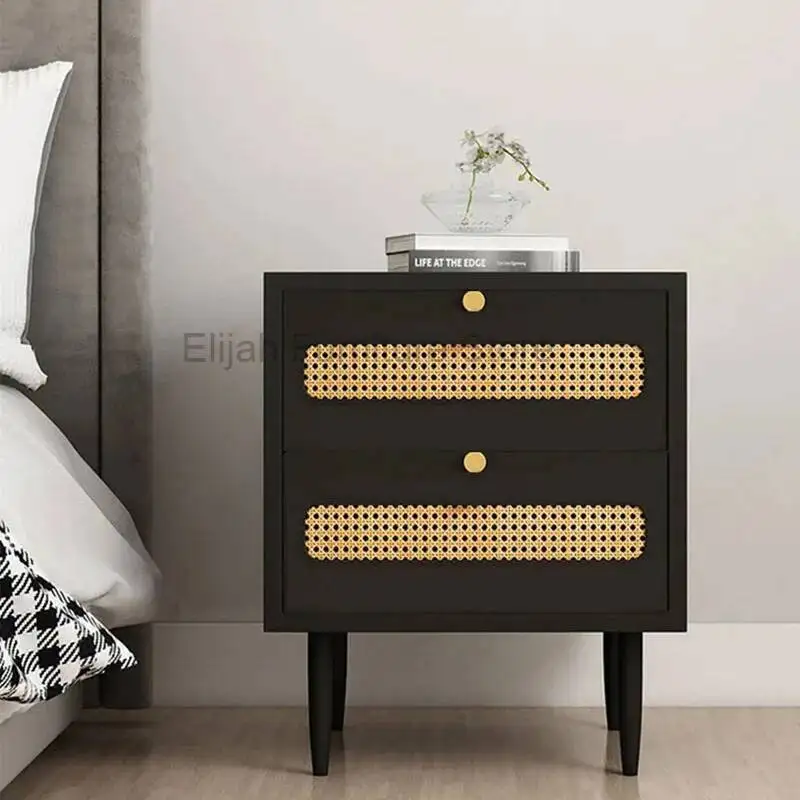 

Nightstands Luxury Bureau Mute Rattan Coffee Cabinet Storage Drawers Nightstands Luxury Mobilya Modern Furniture SY50BC