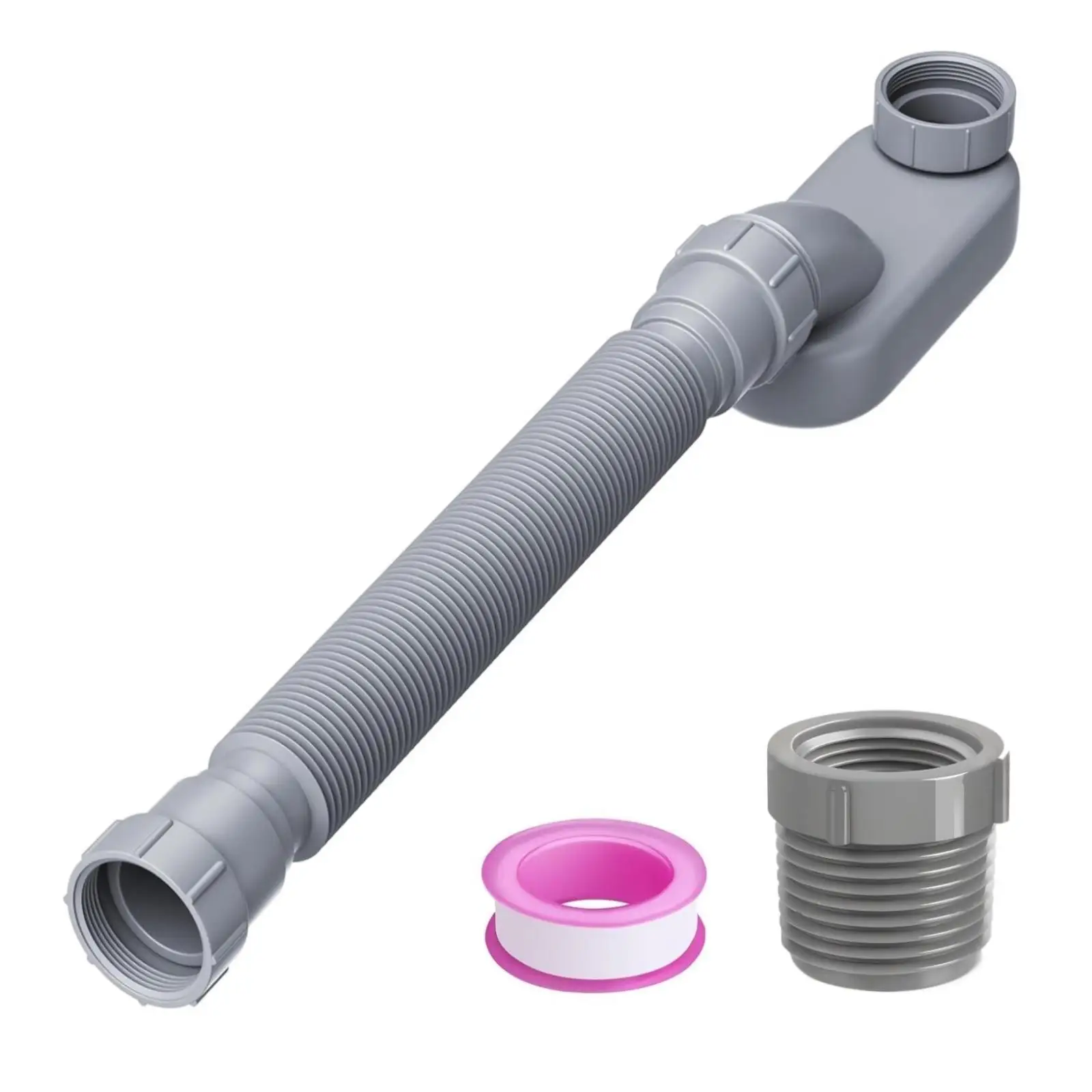 Compact Polyethylene P Bend Bathroom Drainage System Flexible Waste Pipe Kit for Bathtub Installations