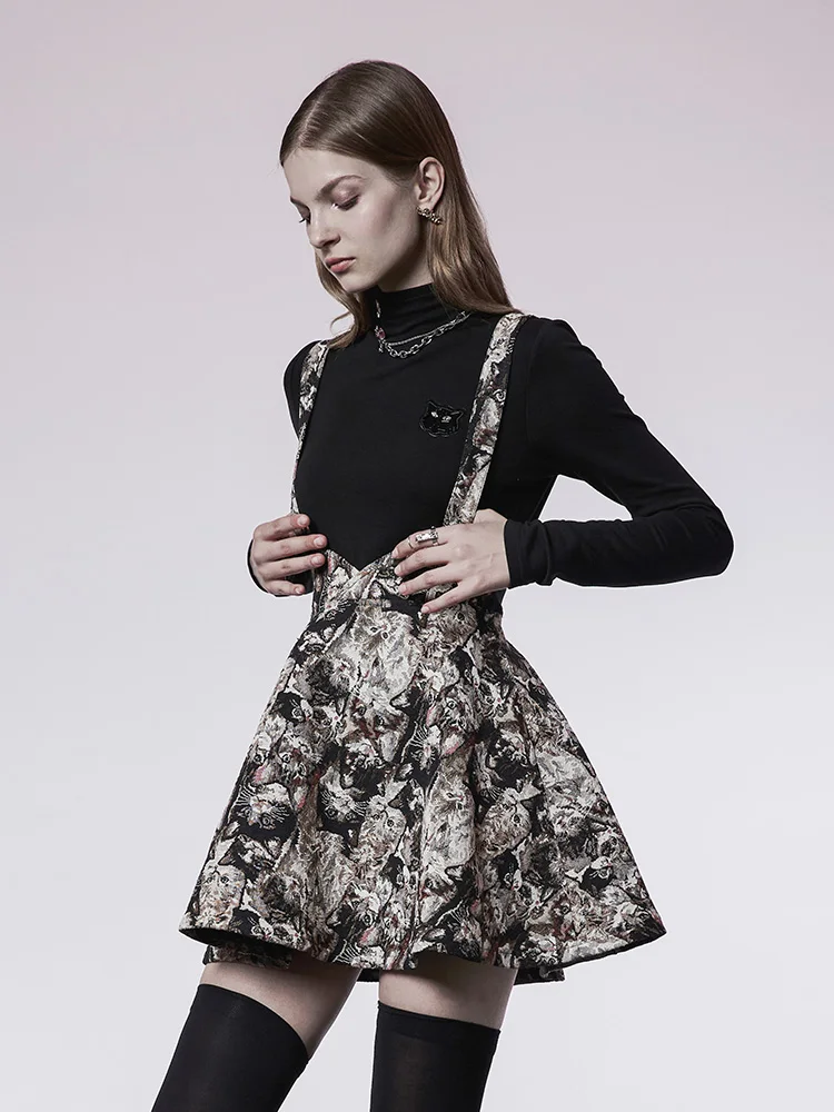 

Original Black A-Line Skirt Women's Spring Summer Street Style High Waist Polyester Fiber Floral Embroidery High Waist A...