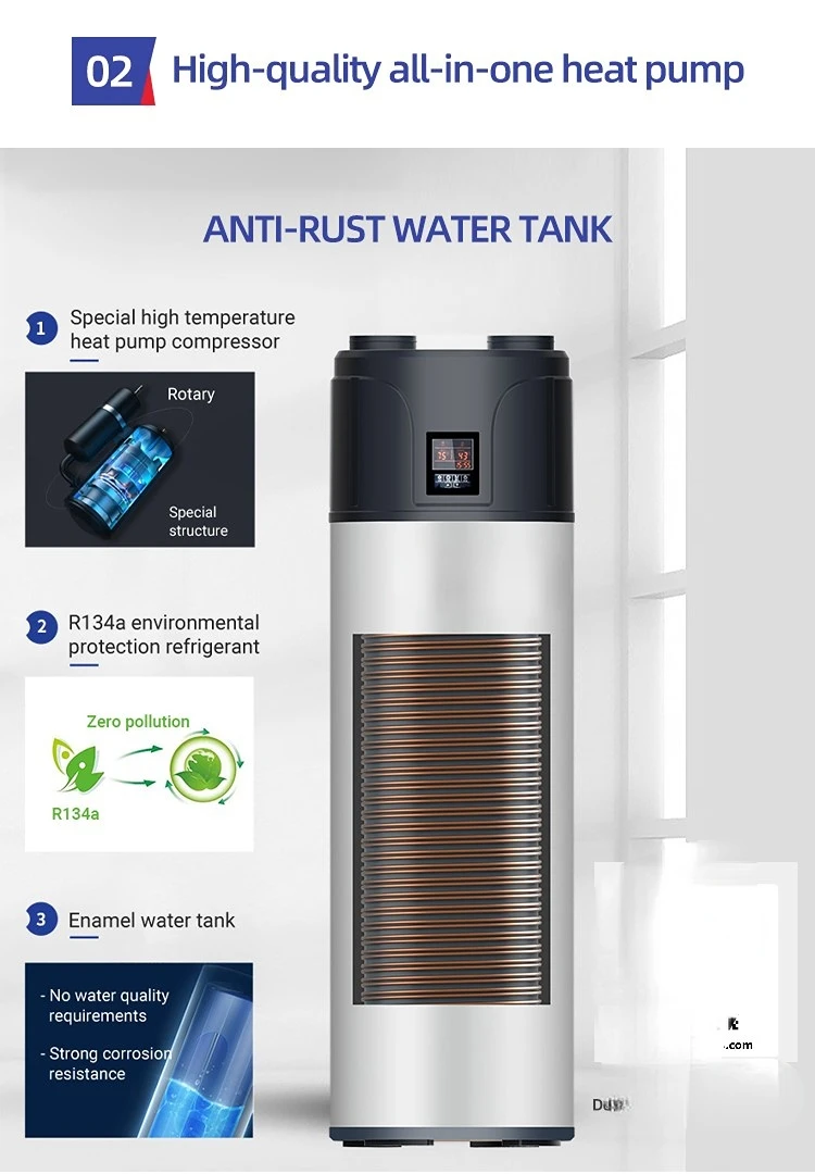 60Hz 150L 200L Domestic enamel tank air to water All-In-One Heat Pump Water Heaters