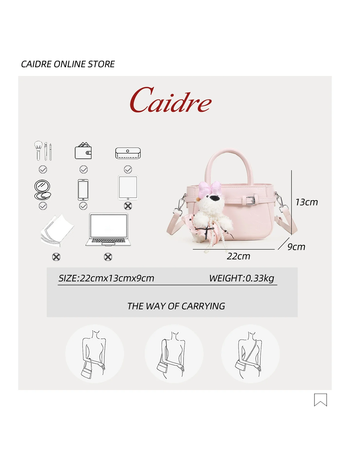 Caidre Adorable Little Dog Small Tote Bag Women's New 2026 Handbag Single Shoulder Slant Cross  Bag Soft Korean Style