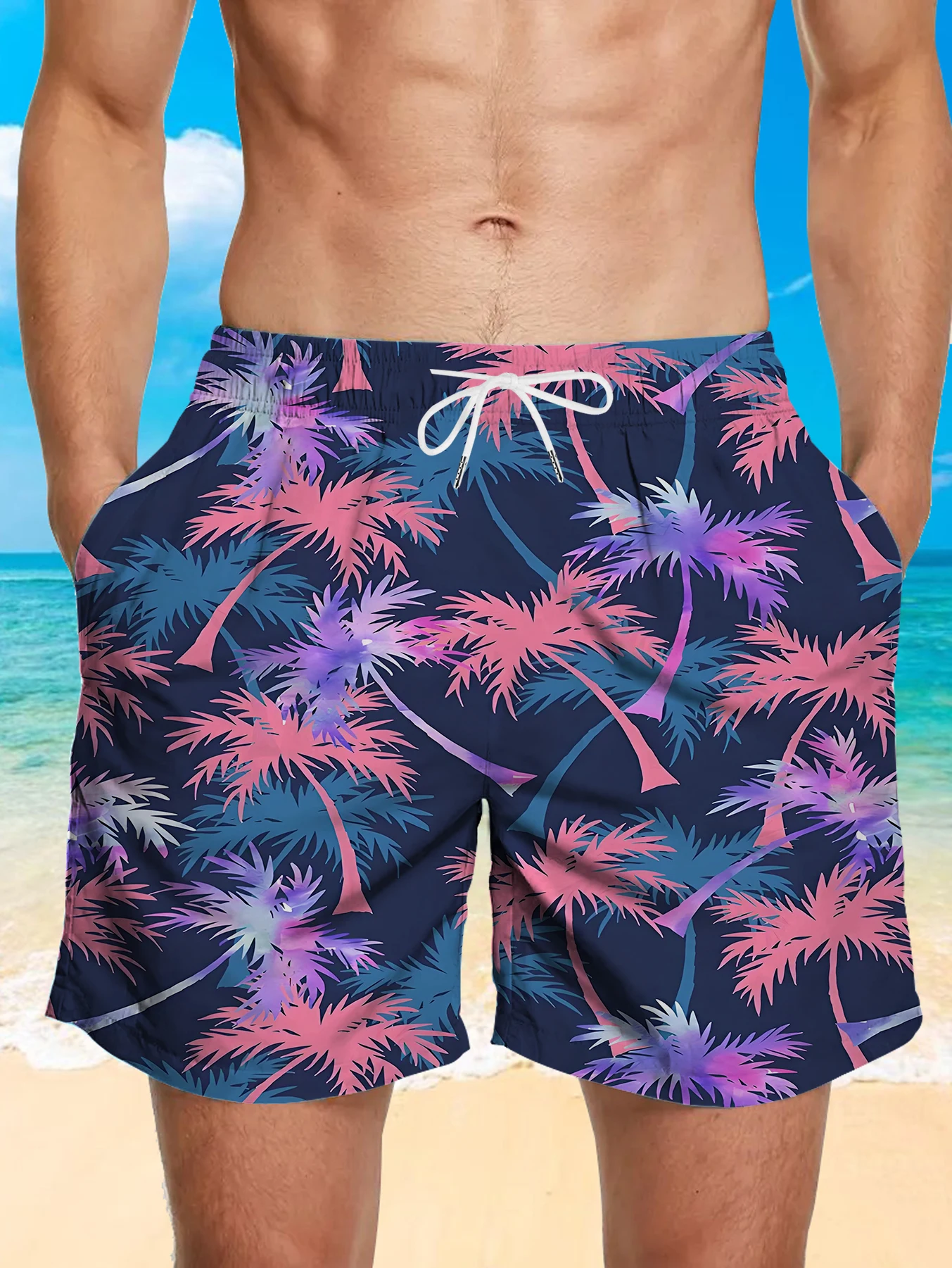 

Vintage Pattern Digital Printed Shorts Male Full Print Polyester Quick Dry Trunks