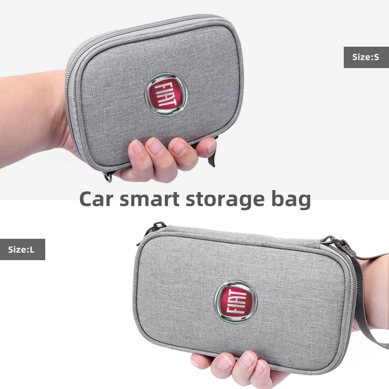 Portable Car Travel Storage bag for car keys driver's license Cable Gadget Card Pouch for Fiat Aegea 500c Panda Uno Palio Tipo