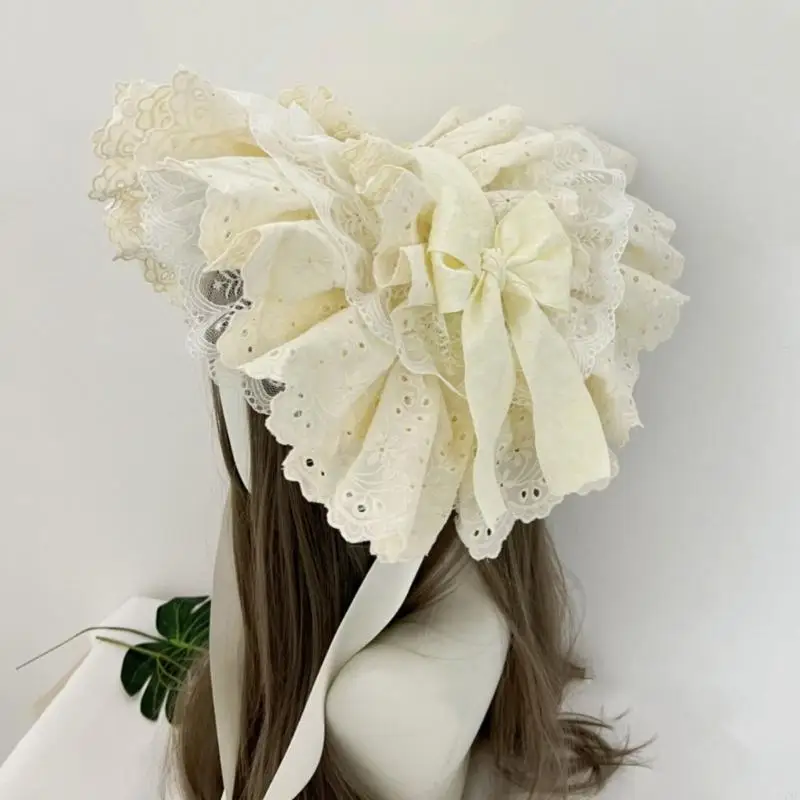 Y3ne Elegante cappello da sole in pizzo per eventi in costume da festa ballo anime Donne