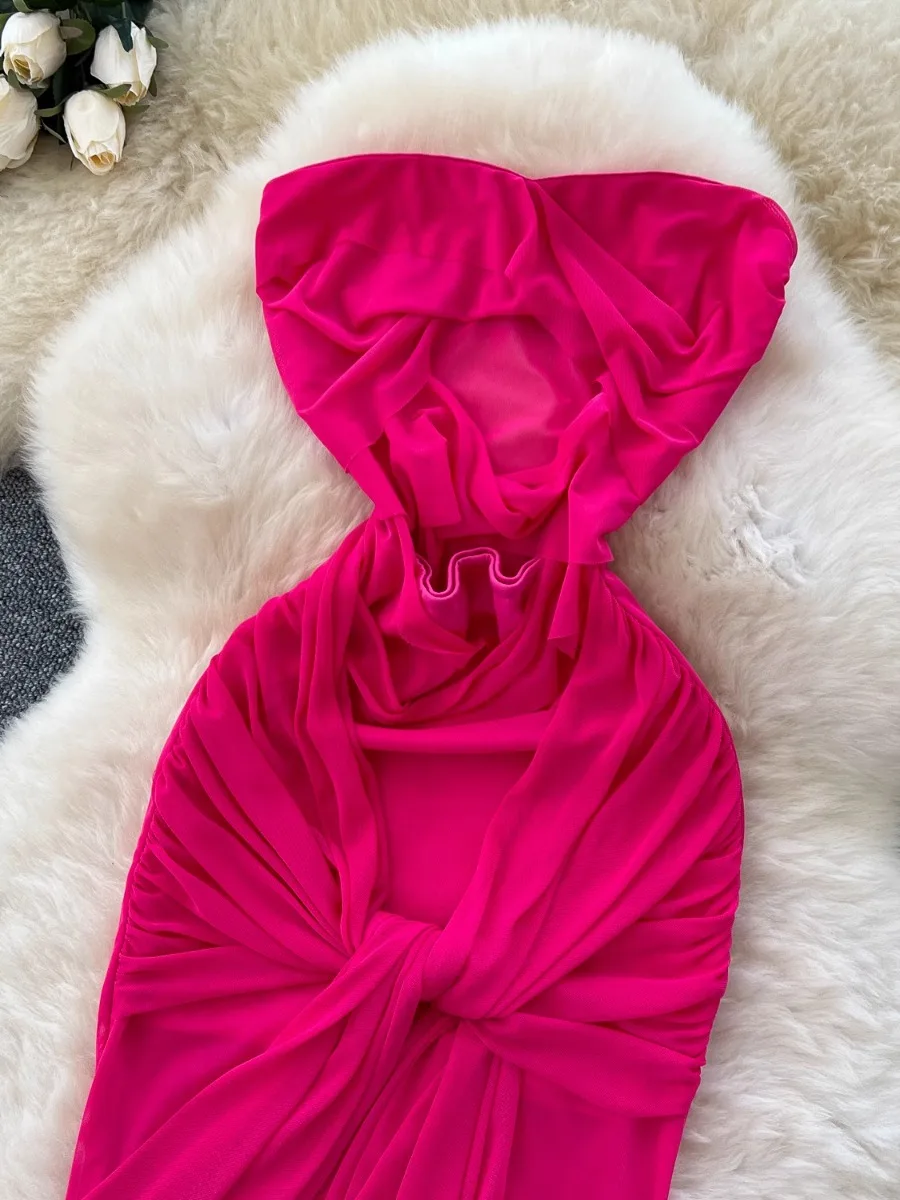 Foamlina Abito tubolare senza maniche con ritaglio sexy Abito estivo da donna con cinturino in puro desiderio in vita slim fit per le vacanze