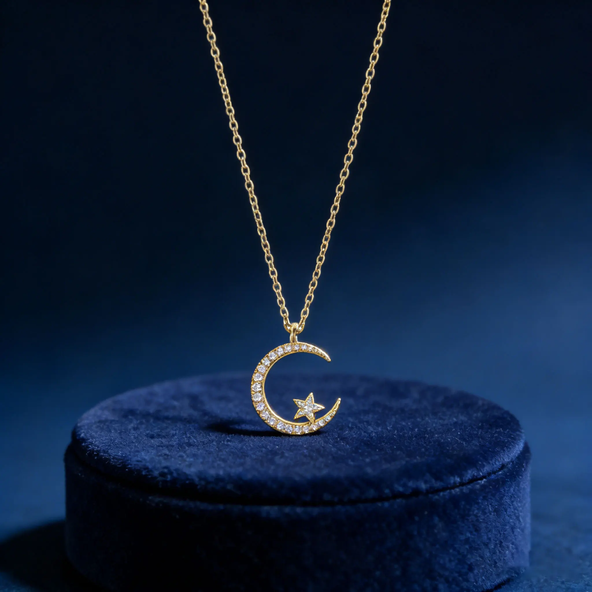 

1Pc Women's Viral Gold Clavicle Chain - Sparkly Full Zircon Star Moon Necklace Jewelry