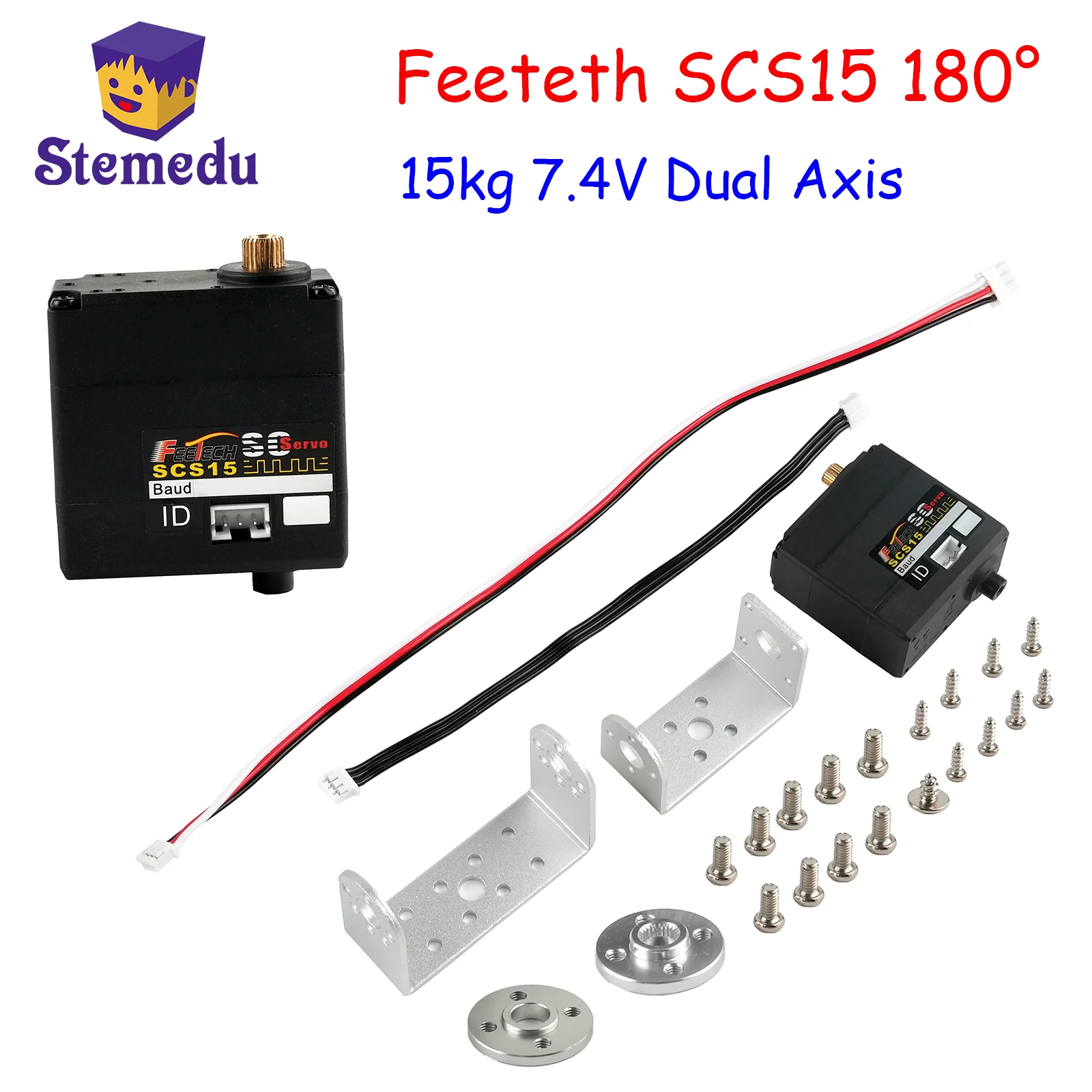 

FEETECH 15KG SCS15 Dual Axis Serial Servo Motor 7.4V 180° Angle Controllable Motor With Bracket DIY For Intelligent Robot Model