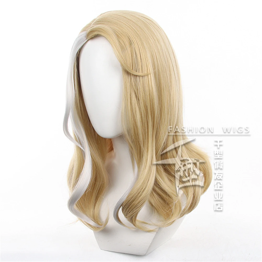 Identity V Barmaid Demi Bourbon Pruik Middellang Linnen Goud Wit Anime Survivor Barmaid Demi Bourbon Zeezout Mocktail Huid W