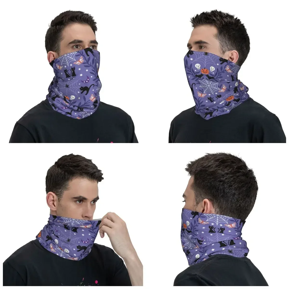 Bandana de Halloween para hombre y mujer, pasamontañas de tubo con protección UV para la cara, sombreros de bruja gótica