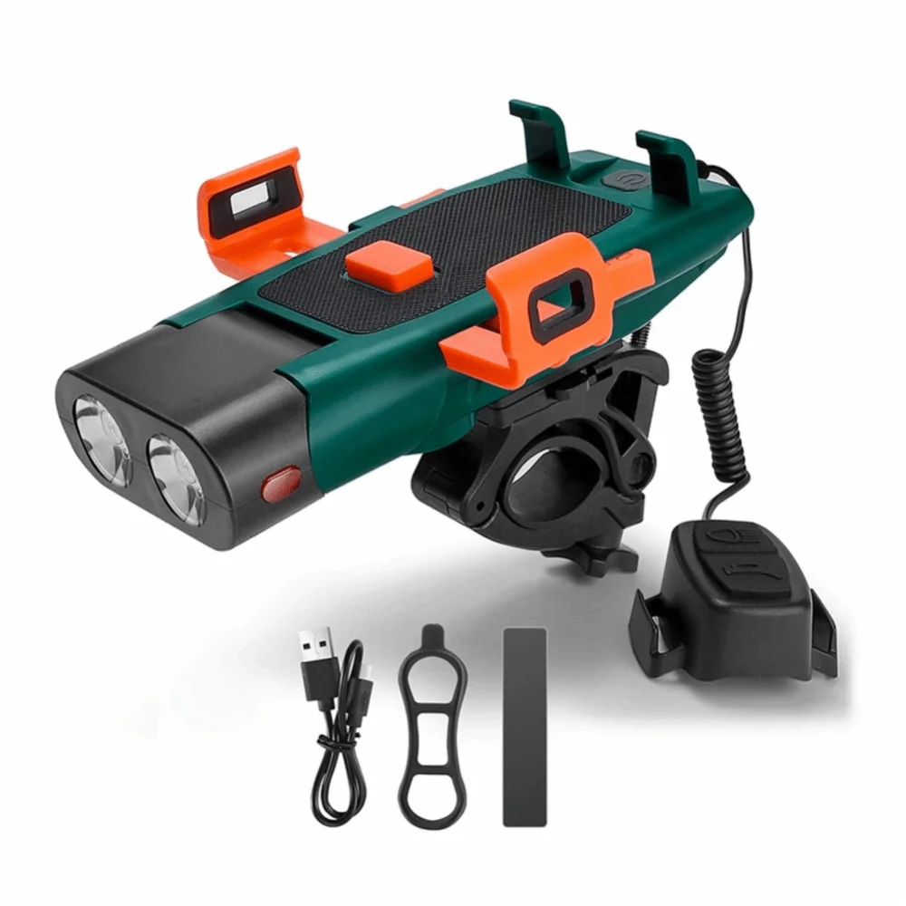 

Перезаряжаемый USB-фонарь для велосипеда с креплением на руль, 5 звуковых эффектов, проводное управление, передний фонарь для велосипеда, 3000 мАч, многофункциональный