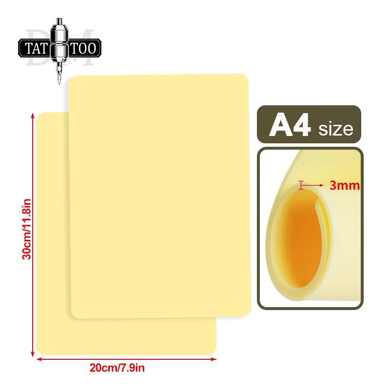 DM 3mm Silicone Tattoo Practice Skin Double Sides Practice Skin Tattoo Beginner Practice Synthetic Leather Tattoo Supplies