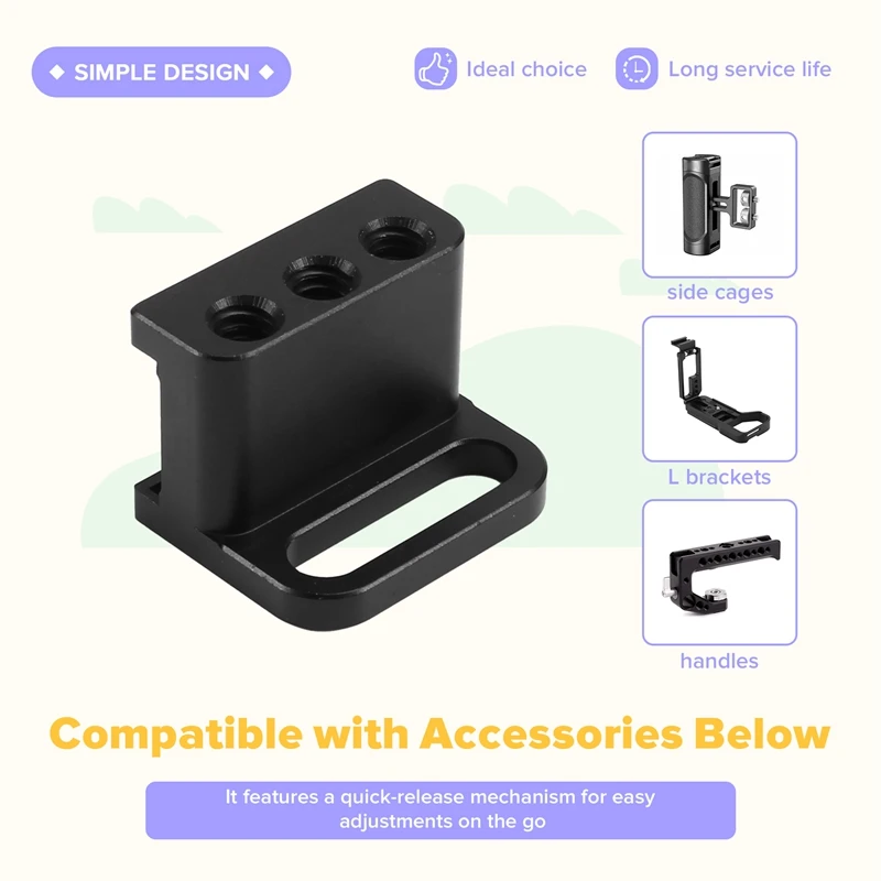 Best-Cold Shoe Mount Adapter 90° Degree Angle For DSLR Camera Cold Shoe Base