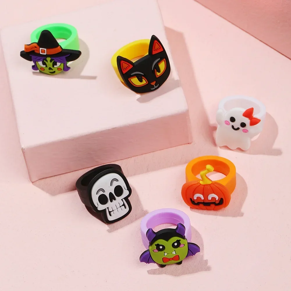 Halloween Ring Female PVC Soft Rubber Finger Ring Silicone Children's Cartoon Ring Baby Kindergarten Gift