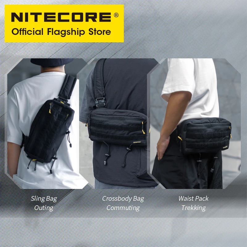 NITECORE SLB03 Commuter Sling Bag 500D Nylon Casual MultiPurpose Tactical Function Crossbody Bag Molle System Waist Bags Men