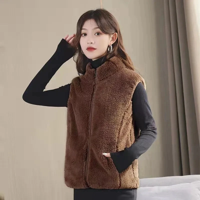 

Fleece Fleece Vest Women's Outer Wearing All-match Women's Winter 2023 New Coral Fleece Thick Waistcoat Warm Velvet Vest Female