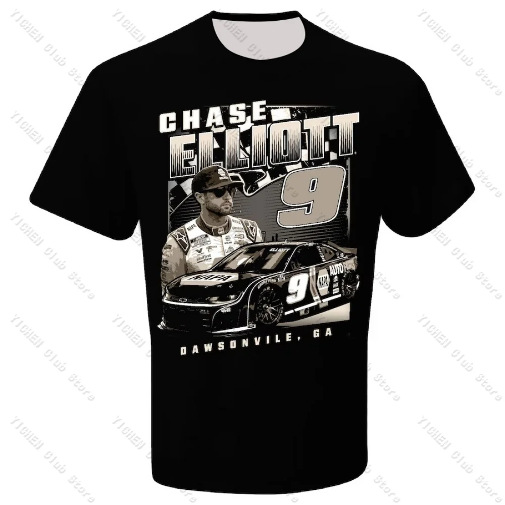 Motorcycle Chase Elliott Hendrick Motorsports Team Collection Black NAPA Burnout T-Shirt Street Casual Versatile Men's T-Shirt