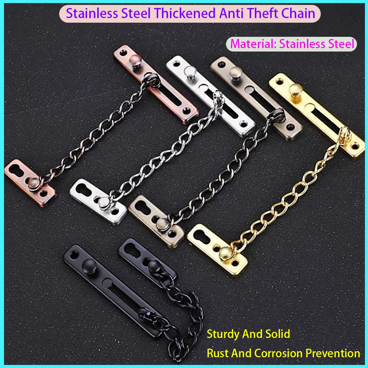 

Stainless Steel Anti-theft Door Chain Lock, Home Door Bolt, Sliding Fastener, Anti-theft Tool