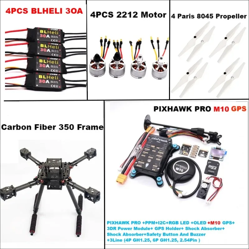 B-CUBE カーボンファイバー350 PIXHAWK PRO M8N/M9N/M10 キット フライトコントロール Ardupilot ラジオテレメトリー クアッドコプター BLHELI 30A ESC 2212モーター