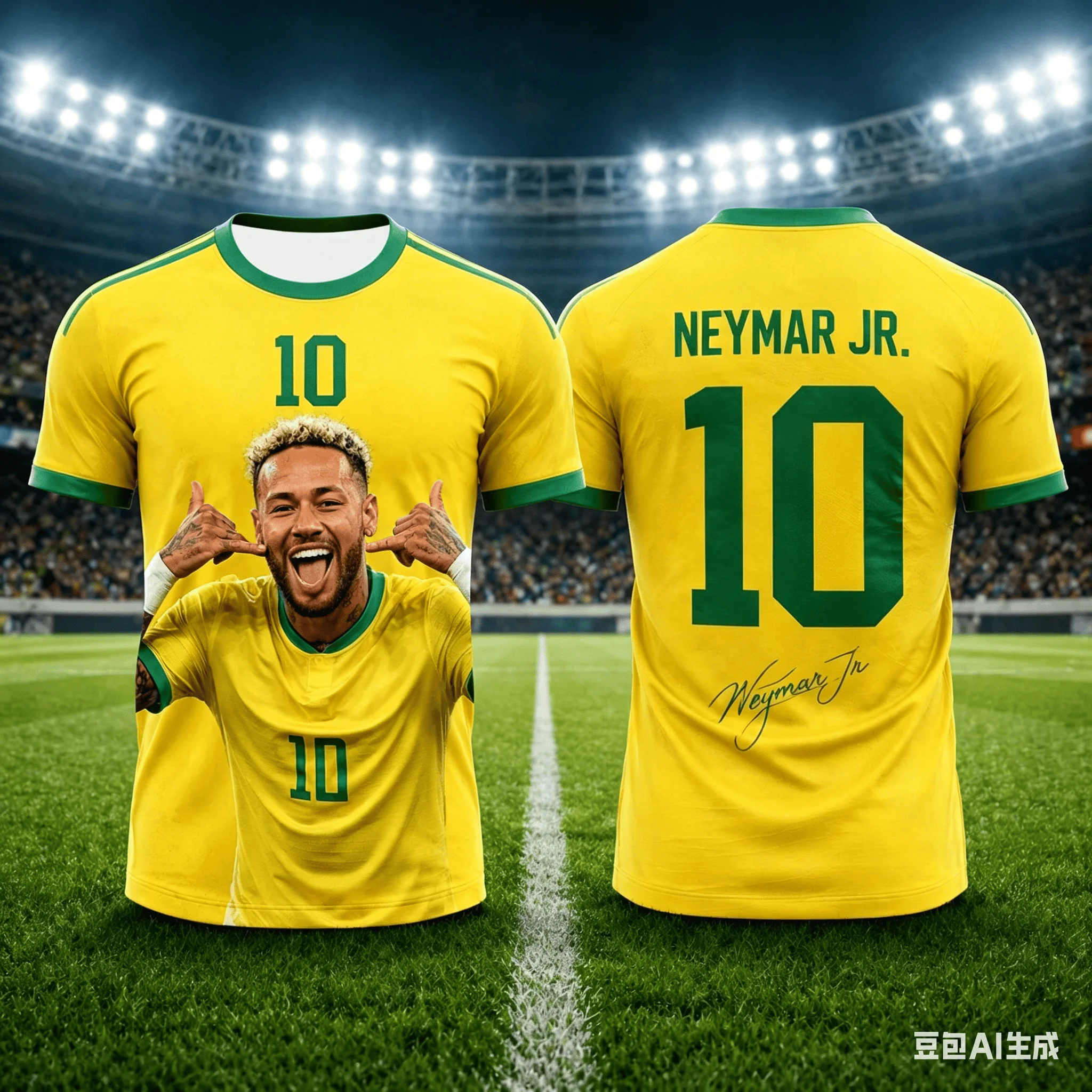 Neymar Jr. Nr. 10 Fußballtrikot 3D-Druck Schnelltrocknendes Sportliches Trainingsoutfit Fußballshirt für Erwachsene Outdoor-Match Fan-Sportbekleidung T-Shirt – Detail 8