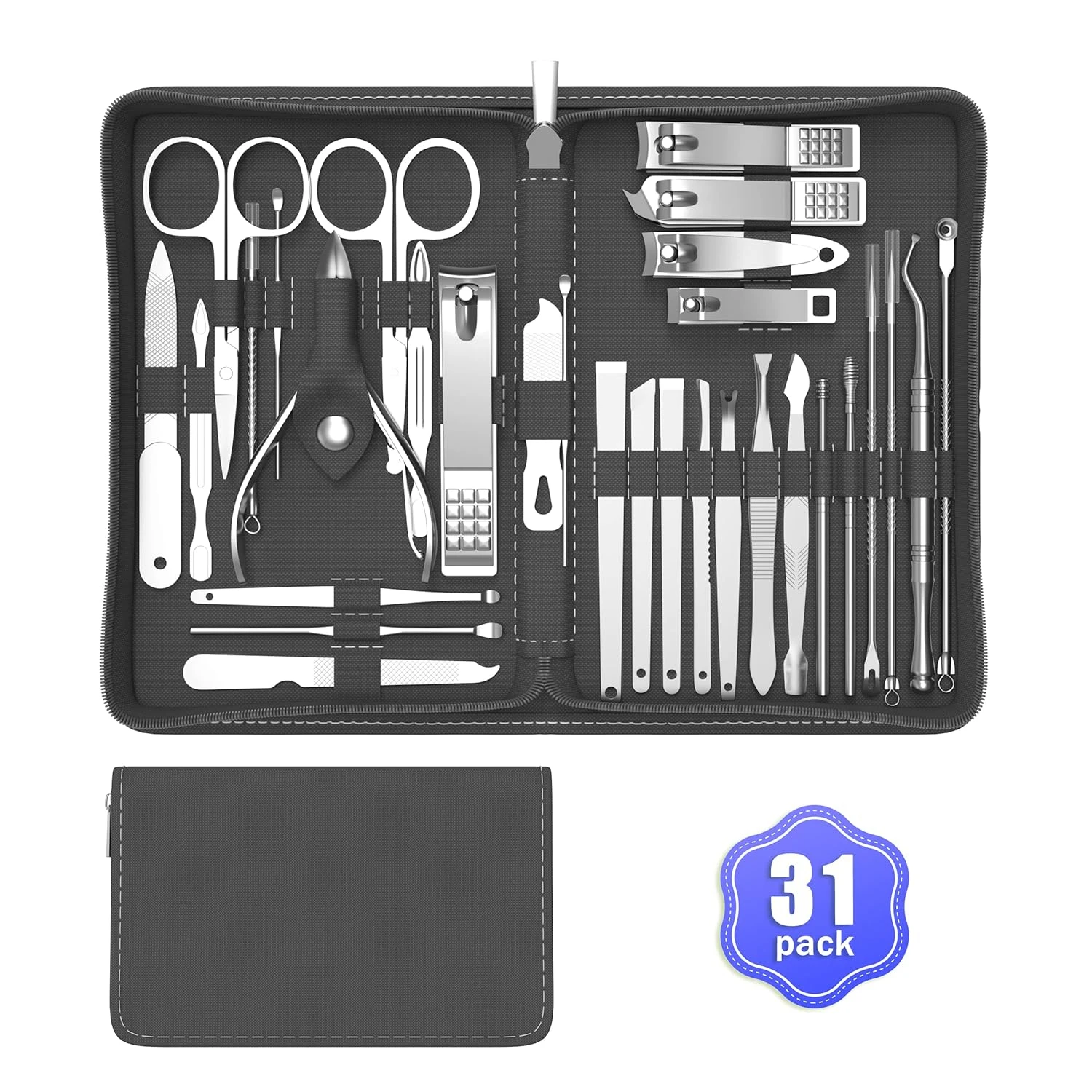 Luxurious and Stylish Manicure Pedicure Set - High-Quality Stainless Steel Grooming Kit for Men and Women. Ultimate Nail Care Ex