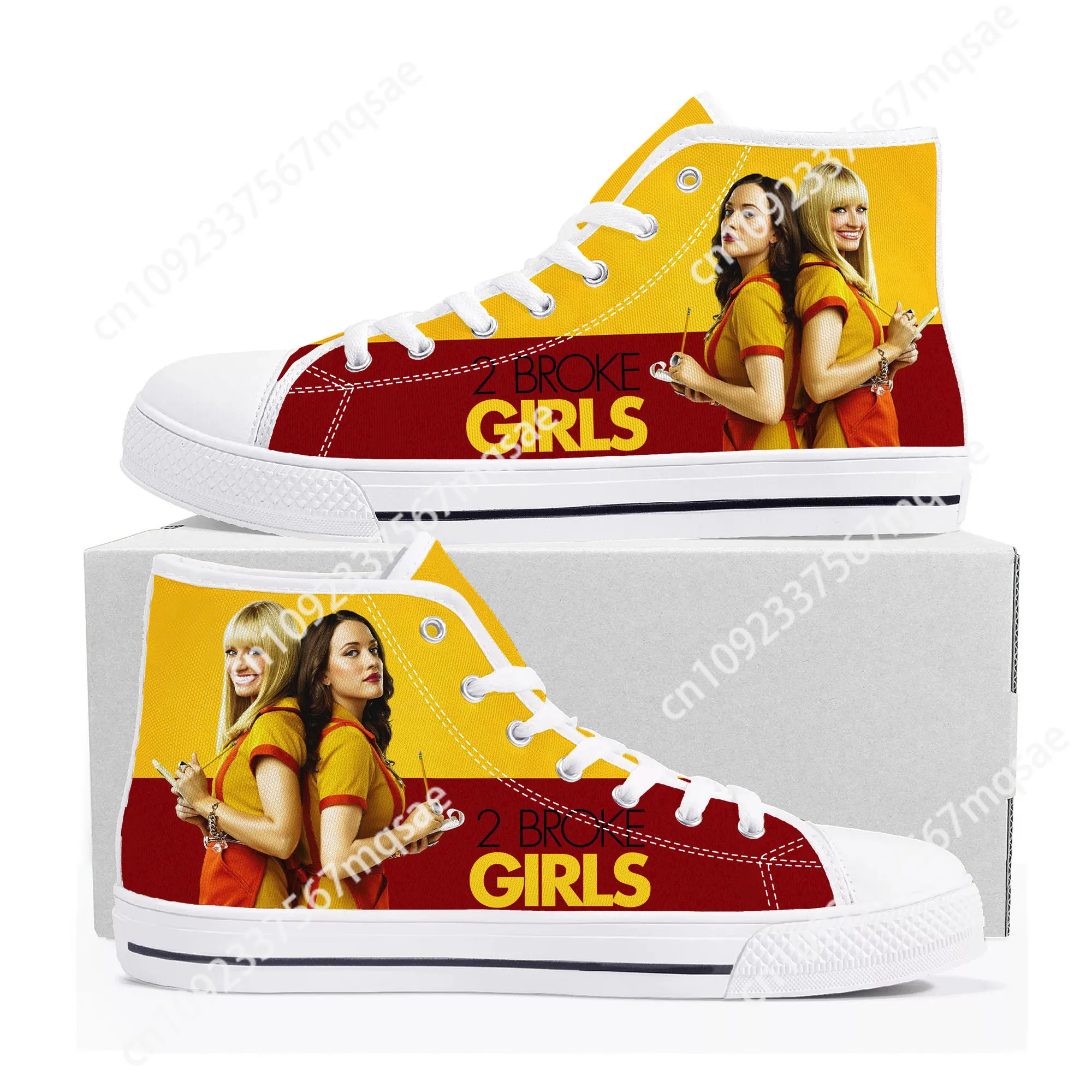 

2 Broke Girls High Top Sneakers Mens Womens Teenager Canvas High Quality Sneaker Casual Custom Made Shoes Customize DIY Shoe