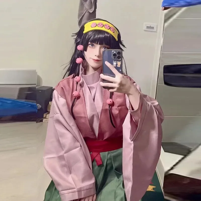 

Anime Alluka Zoldyck Cosplay Costume Aruka Zorudikku Pink Green Japanese kimono Wigs Headwear Halloween Party Dre8;c'4,t;6.j'2;