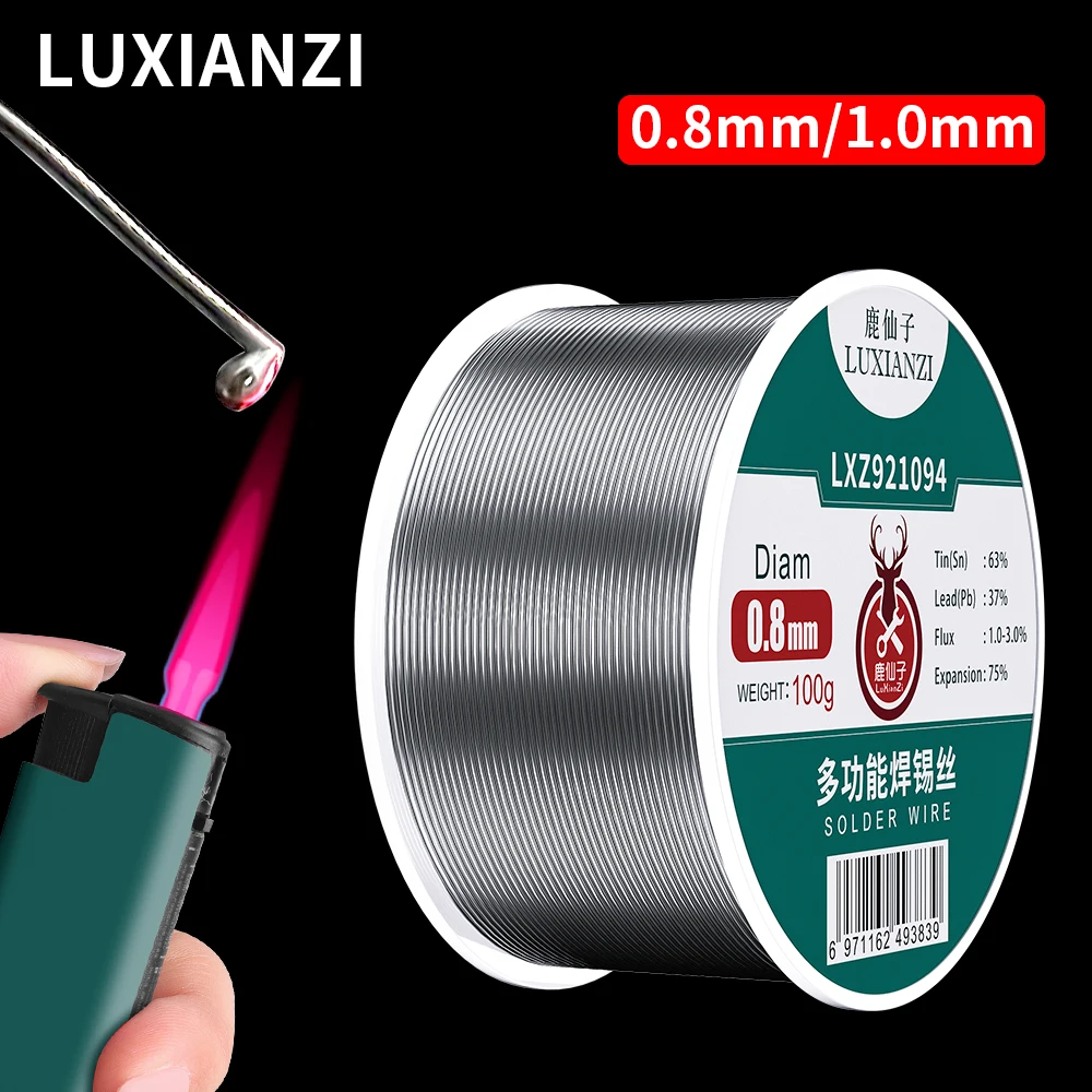 LUXIANZI 0.8/1.0mm Lighter Soldering Tin Wire Stainless Steel Copper Nickel Battery Pole Piece Welding Rosin Core Solder Wire