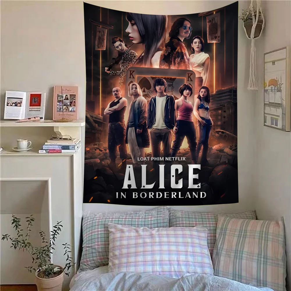 Hot TV Alice In Borderland Printed Large Wall Tapestry Indian Buddha Wall Decoration Witchcraft Bohemian Hippie Wall Art Decor