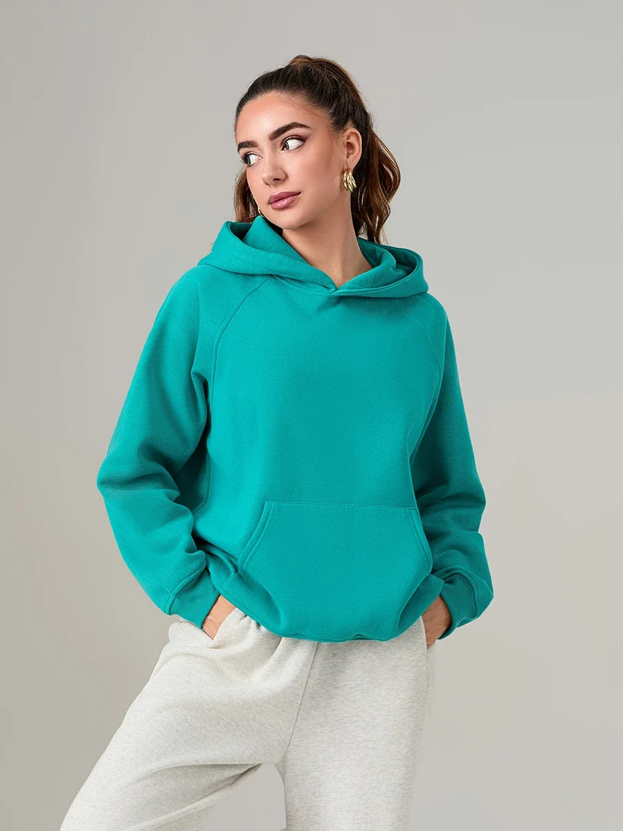 Sudadera con capucha informal de moda de primavera y otoño para mujer, sudadera holgada con estampado de árbol y letras de manga larga