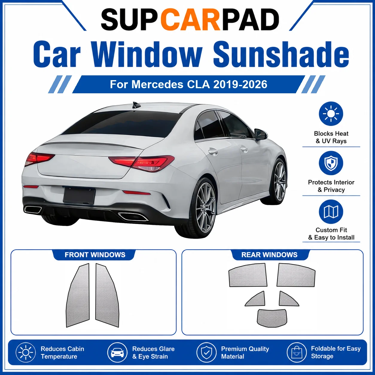 

For Mercedes - Mercedes CLA 2019-2026 Full Set Car Window Sunshades UV Block Privacy Heat Insulated Foldable Car Curtain