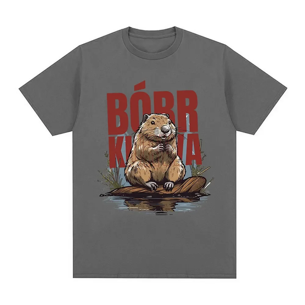 Bober Kurwa Bobr T-shirt Funny Beaver Meme Graphic T-shirt style women's casual loose short sleeved T-shirt street clothing