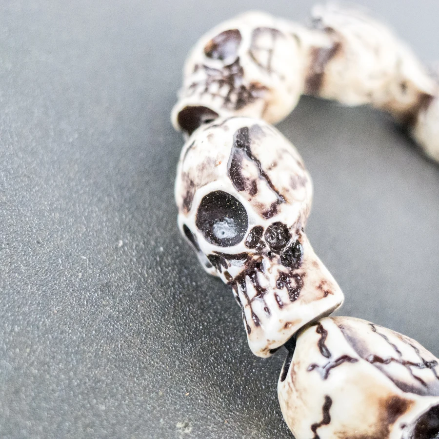 Skull Carving Men\'s Bracelet limitation Yak Bone Material Bone Art Vintage Bracelets For Man #GZ403
