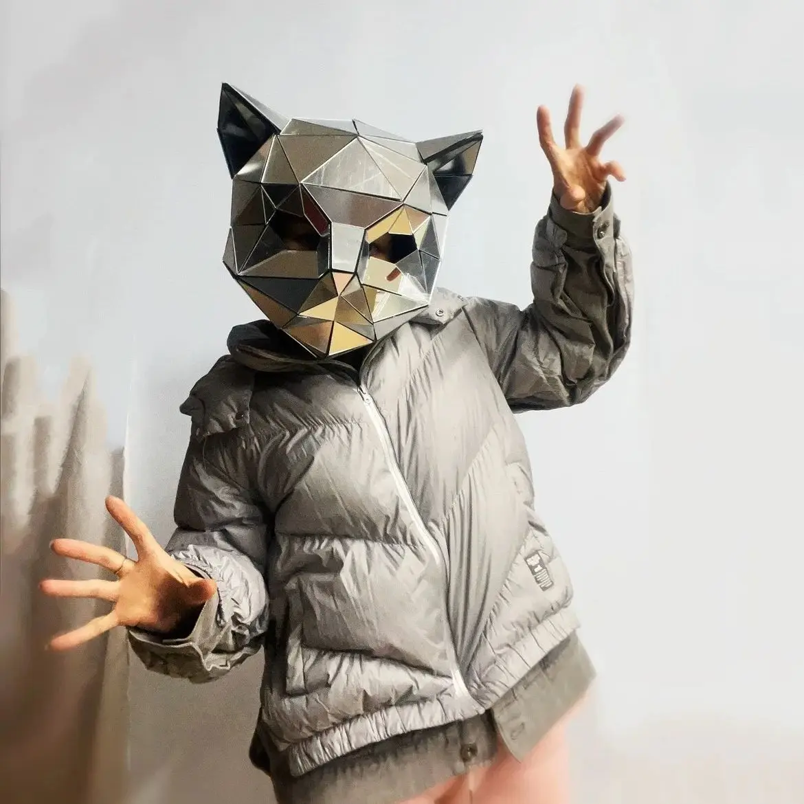 Máscara de espejo 3D, Cosplay, oso, leopardo, tigre, casco de demonio con cuernos, Festival de Música, máscara de DJ, accesorios de baile para Club