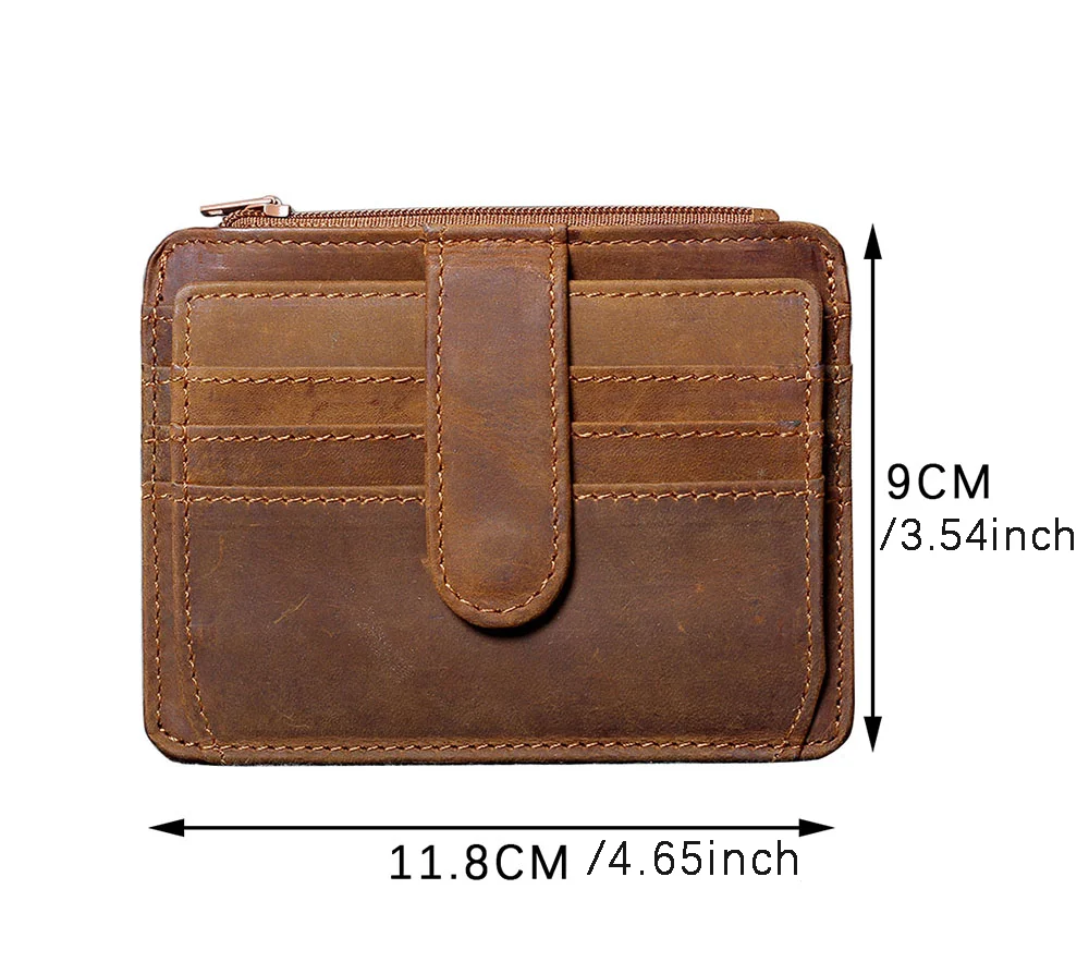 S.WORKER Handgefertigter Vintage-Kartenhalter aus echtem Leder, Vollnarbiges Rindsleder, Kleine Münztasche, Tragbare Tasche – Detail 3