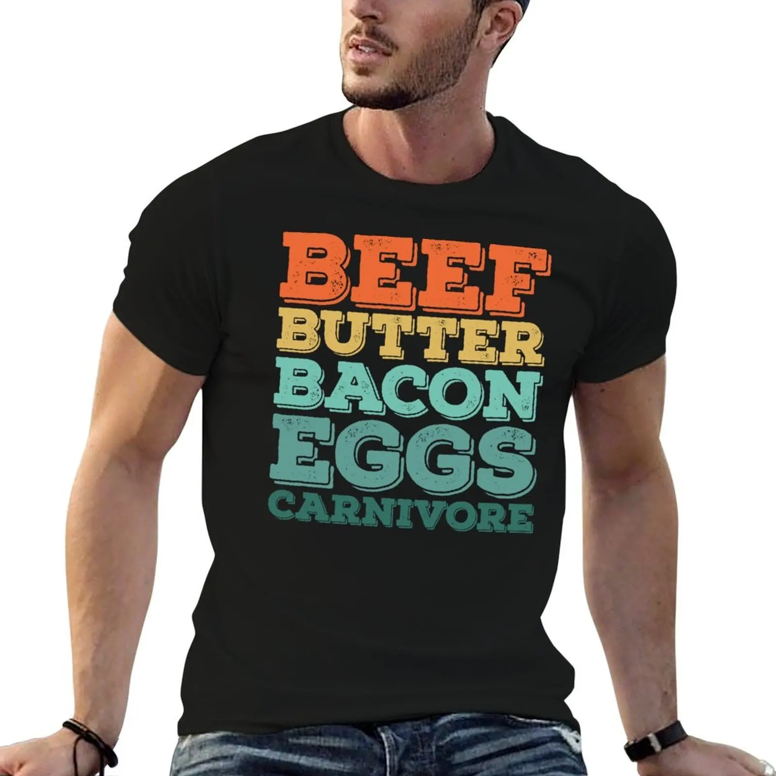 Beef - Butter - Bacon - Eggs Carnivore T-Shirt Clothing blue lock big and tall t shirts for men