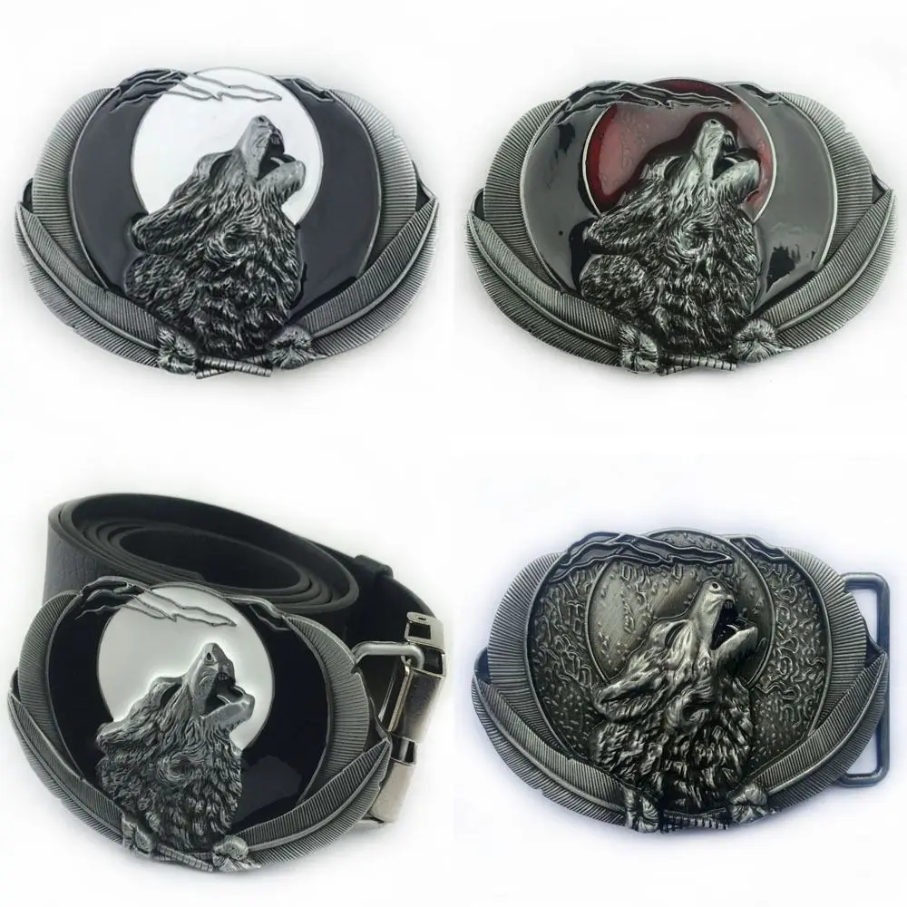 레트로 가죽 벨트 버클 캐주얼 내구성 늑대 헤드 벨트 버클, 합금 서양 카우보이 벨트 버클 핏, 4cm 벨트, 최고의 남자 선물