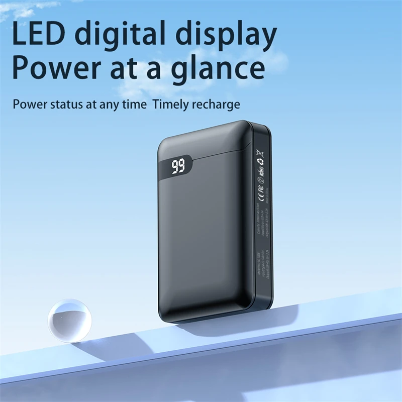 10000 мАч Mini Power Bank Dual USB Зарядное устройство для мобильного телефона Powerbank для iPhone 16 Samsung Xiaomi Huawei Внешний аккумулятор повербанк