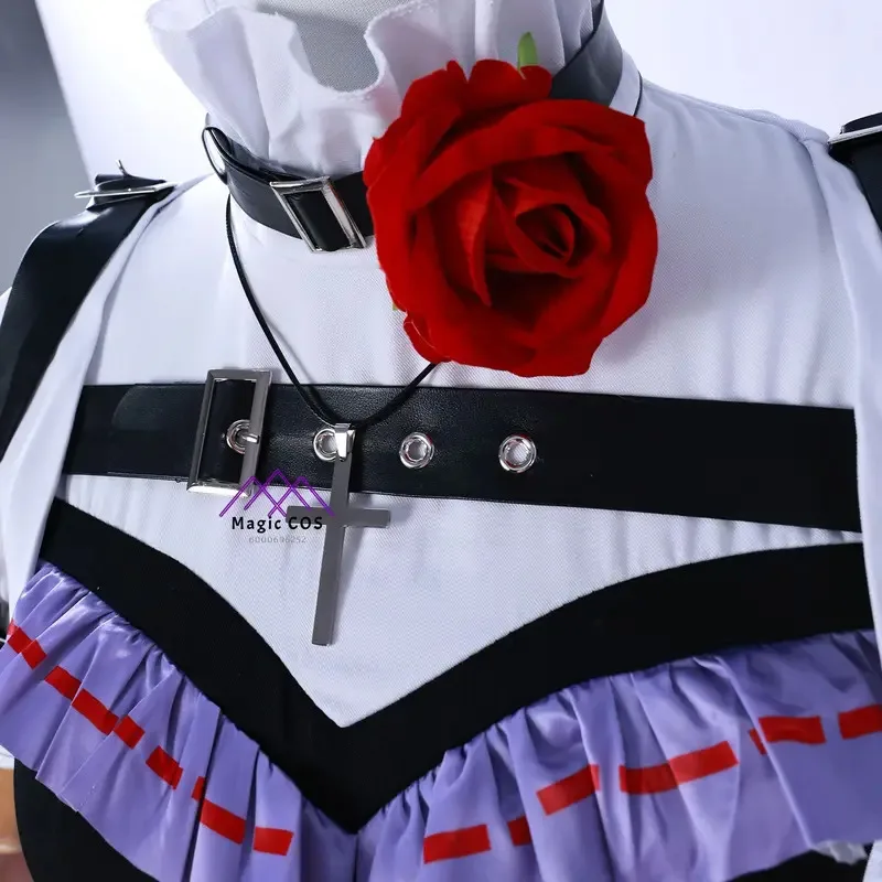 لعبة الهوية V إيما وودز أزياء تنكرية مع أحذية شعر مستعار للهالوين لعب الأدوار البستاني حفلة جديدة الجلد الدعاوى فستان لوليتا لطيف