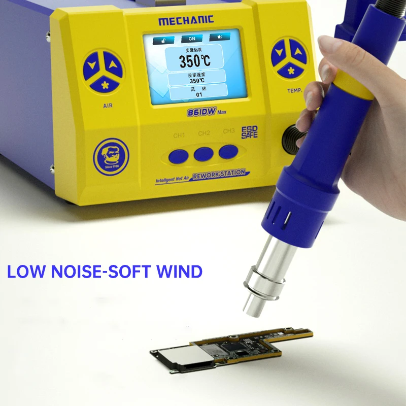 Soldador mecánico de pistola de aire caliente, 861DW Max para placa base de teléfono, estación de soldadura PCB, HD, LCD, herramienta de reparación de Turbo Doble